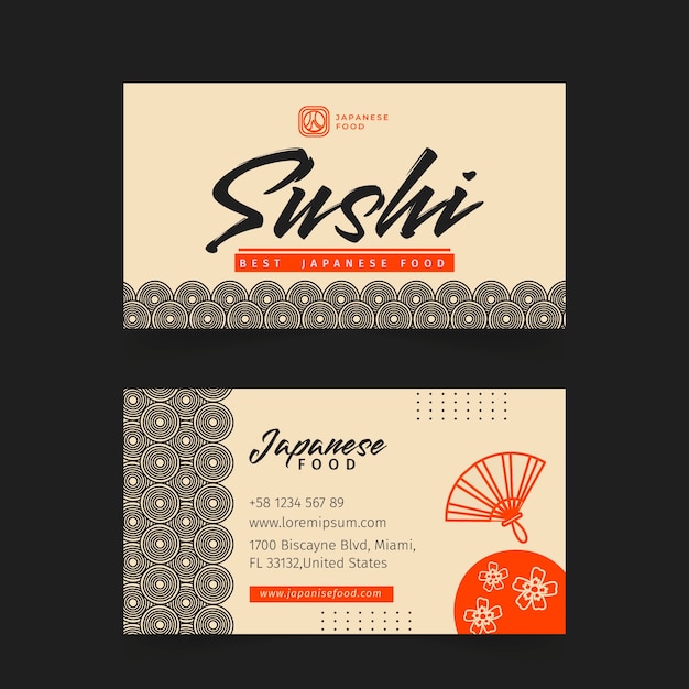 Vector hand drawn restaurant horizontal business card