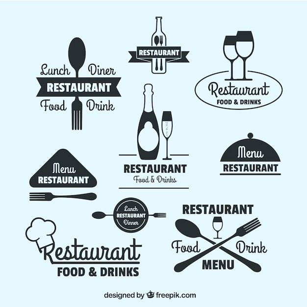 Hand drawn restaurant logo collection