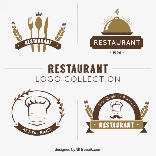 Hand drawn restaurant logo collection