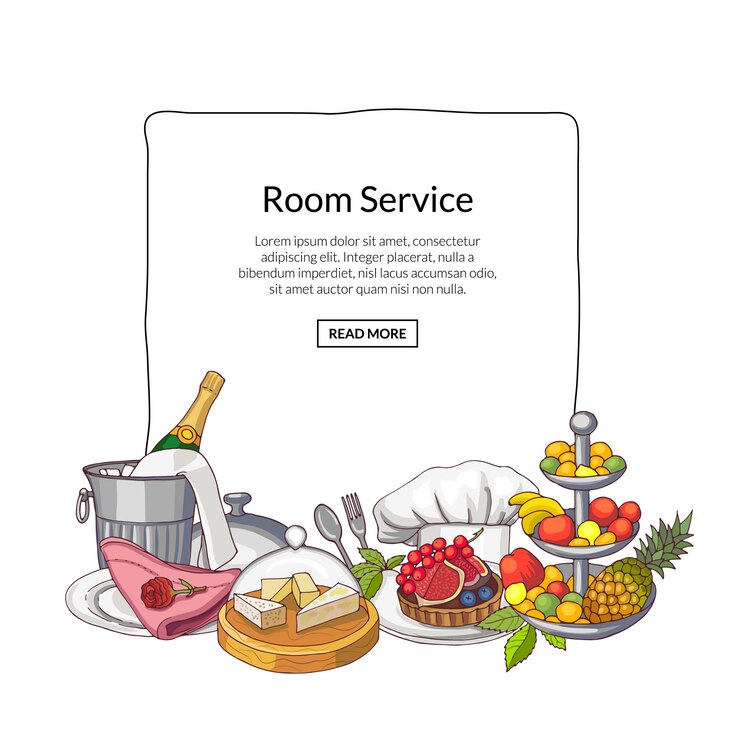 Vector hand drawn of restaurant or room service elements 