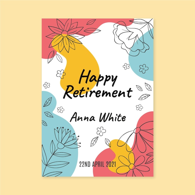 Vector hand drawn retirement greeting card template