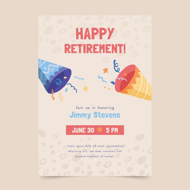 Hand drawn retirement greeting card template