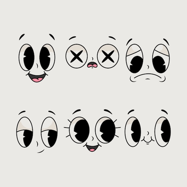 Hand drawn retro cartoon face illustration