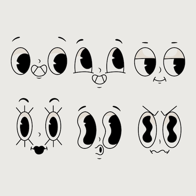 Vector hand drawn retro cartoon face illustration