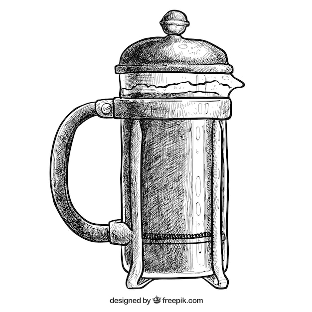 Vector hand drawn retro french coffee maker