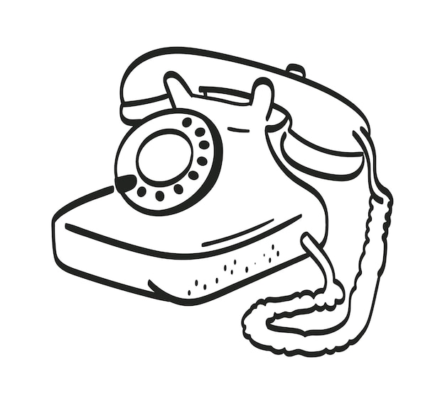 Vector hand drawn retro phone vector illustration