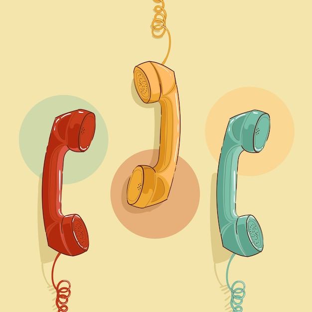 hand drawn Retro Telephone