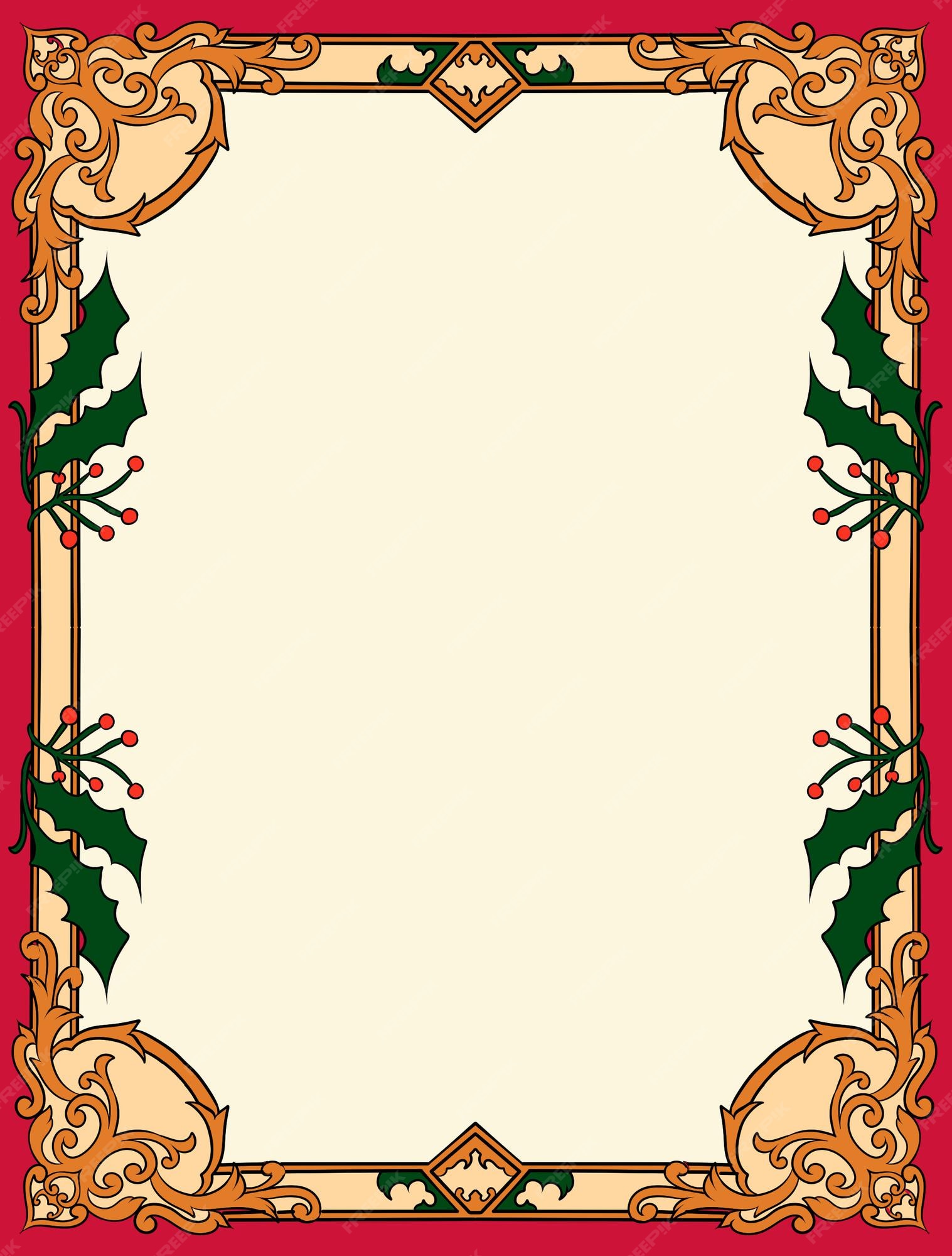 Premium Vector | Hand drawn retro vintage christmas frame and border