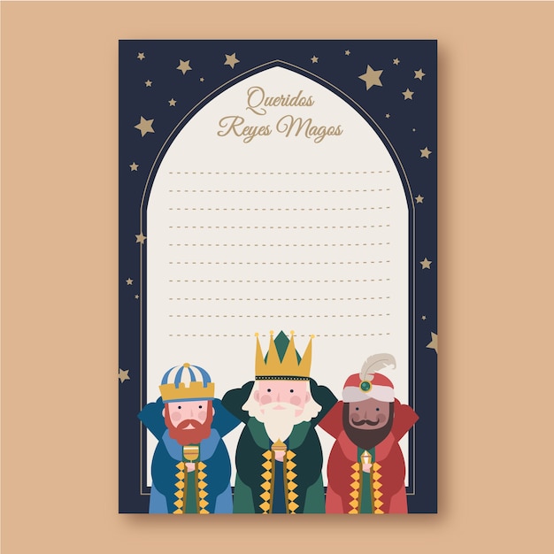 hand drawn reyes magos wishlist letter template