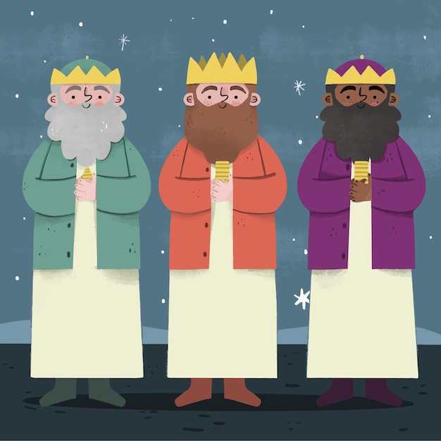 벡터 손으로 그린 reyes magos