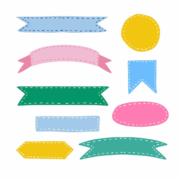 Vector hand drawn ribbon collection colorful