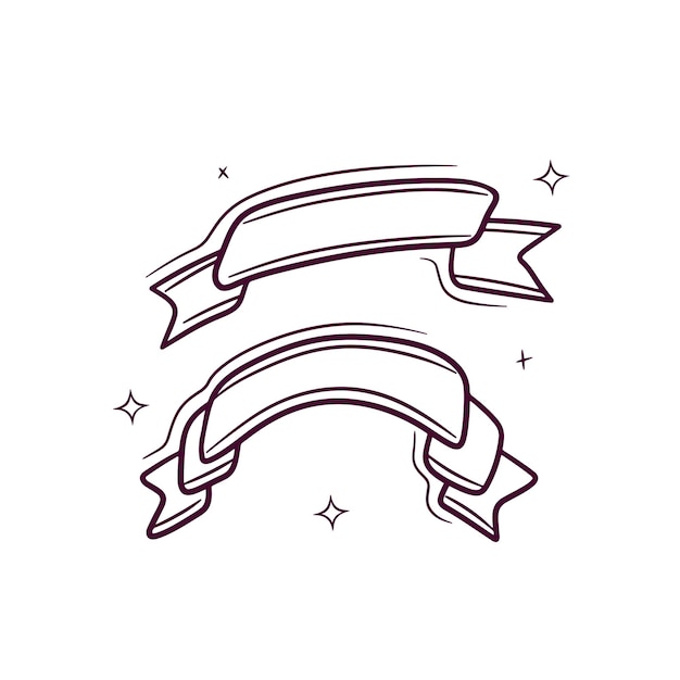 Hand Drawn Ribbon Doodle Vector Sketch Illustration