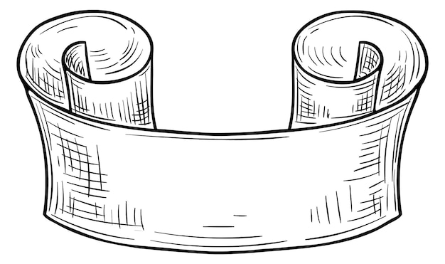 手描きのリボンスクロール 白い背景に隔離された装飾的なバナー要素