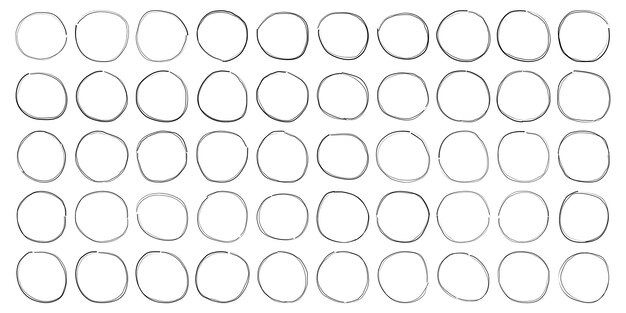 Hand Drawn Ring Circle sketch circle Abstract grunge rounded brush stroke Set 50