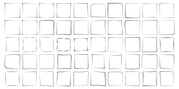 Hand drawn ring square rectangle sketch abstract grunge line brush stroke set 50