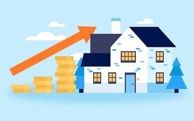 Hand drawn rising house prices illustration