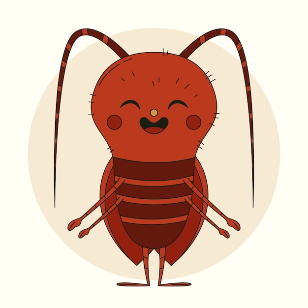 Иллюстрация карикатуры на таракана, нарисованная вручную