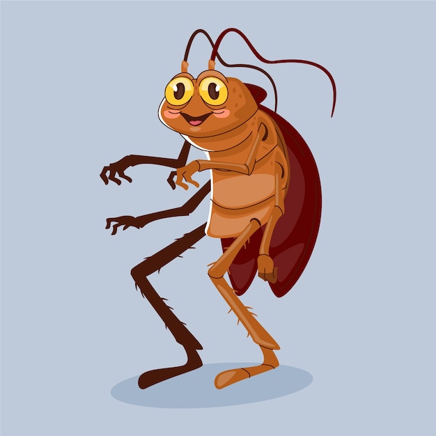 Vector hand drawn roach cartoon illustration