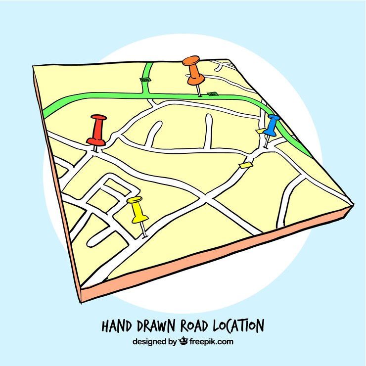 Vector hand drawn road route