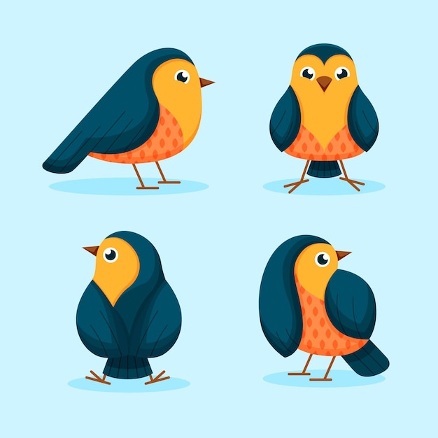 Vector hand drawn robin collection