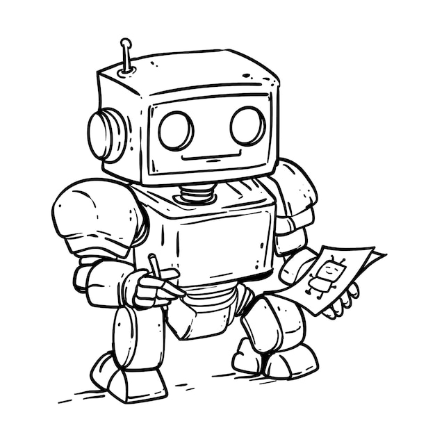 Hand drawn robot drawing illustration