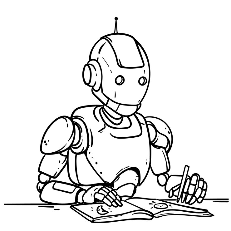 Vector hand drawn robot drawing illustration
