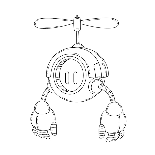 Иллюстрация рисунка робота, нарисованная вручную