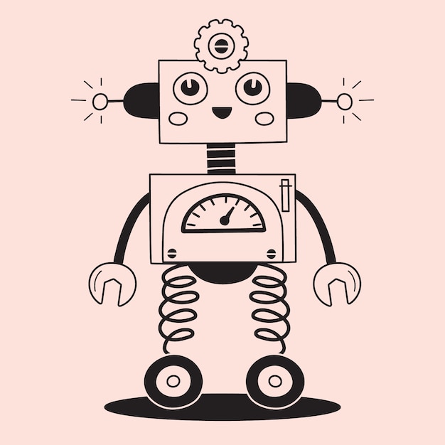 Hand drawn robot drawing illustration