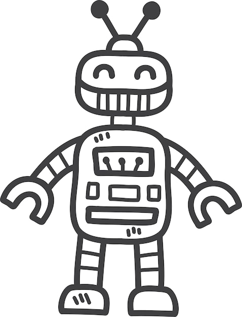 Hand Drawn robot toy for kids illustration