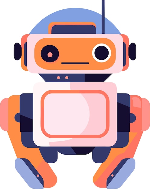 Hand Drawn Robots and electronic devices in flat style isolated on background