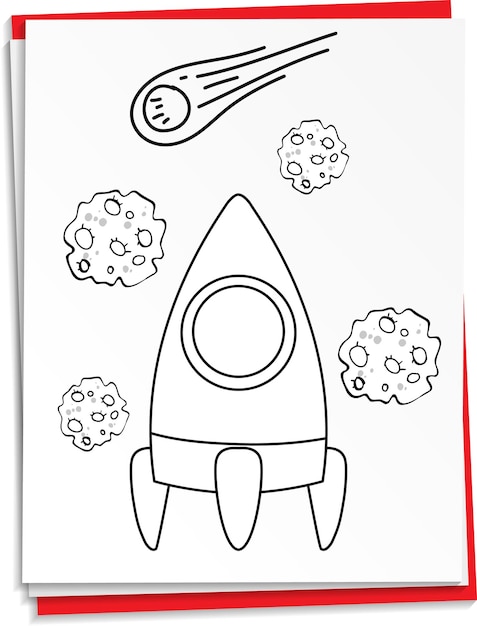 Hand drawn rocket on paper