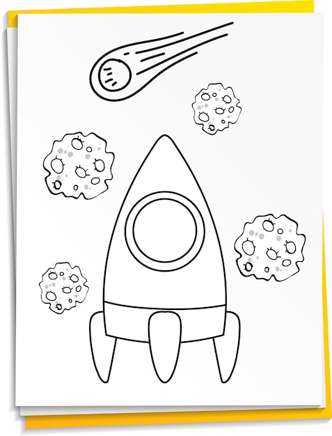 Hand drawn rocket on paper