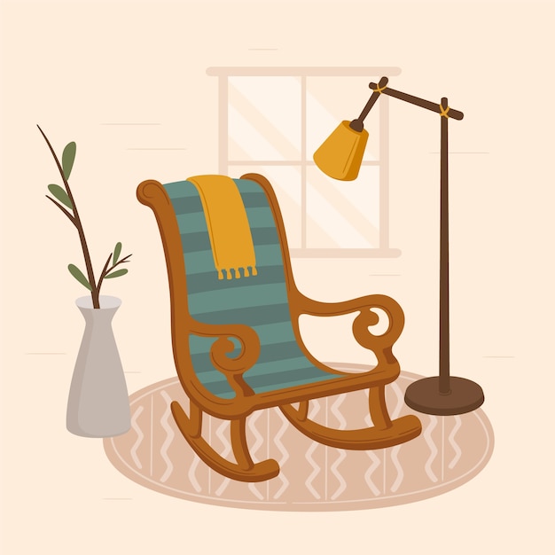 Hand drawn rocking chair illustration