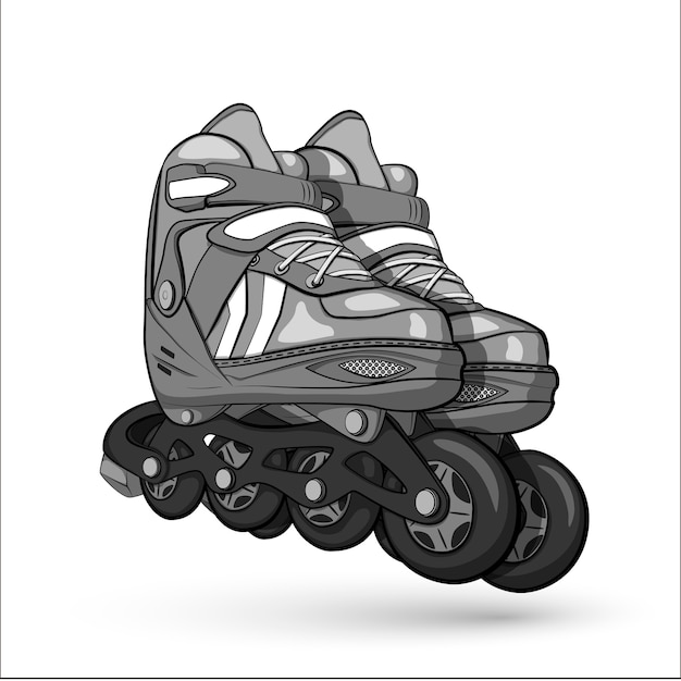 Hand drawn roller skates.  illustration on white