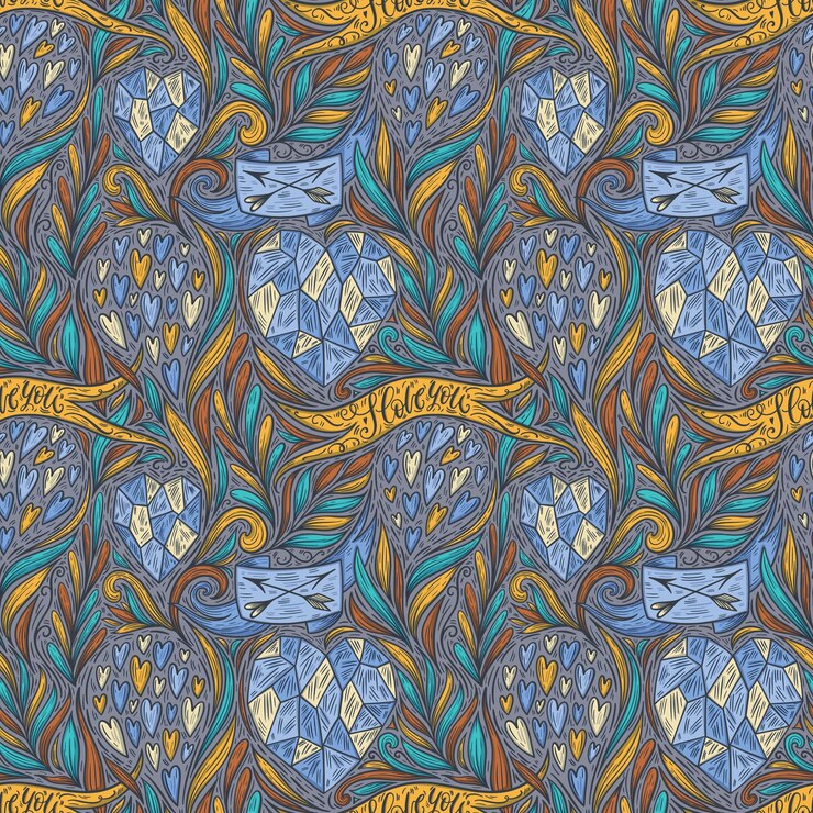 Vector hand drawn romantic doodle seamless pattern