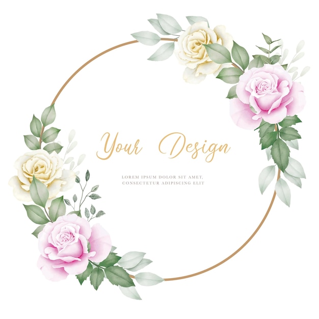 Hand drawn Rose Floral wreath design