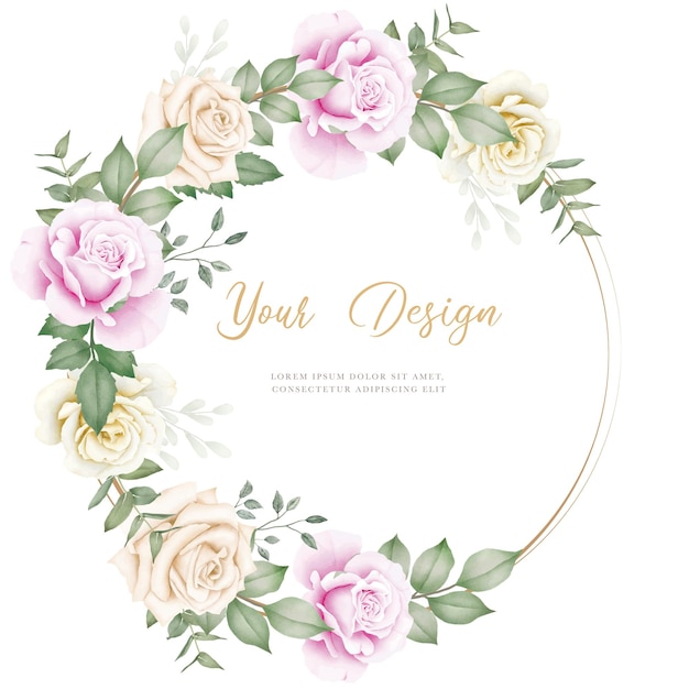 Hand drawn Rose Floral wreath design