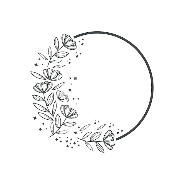 Hand Drawn Rose Flower Wreath