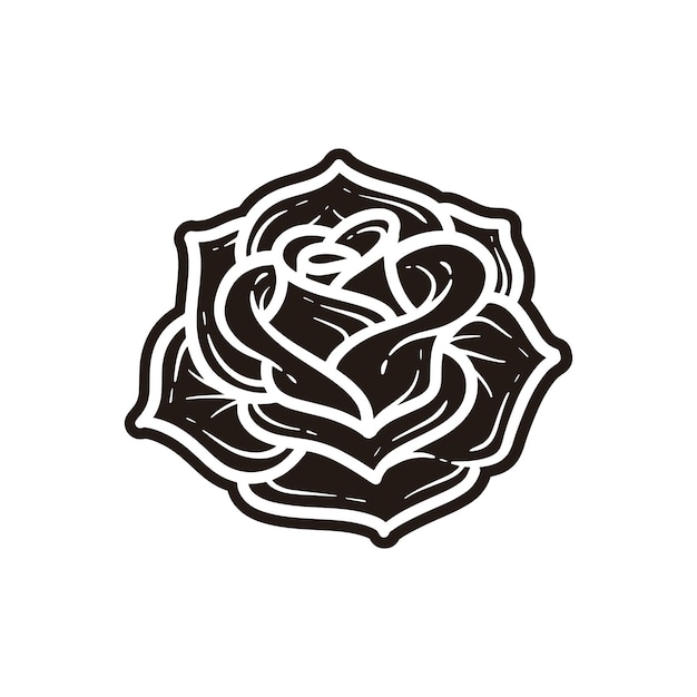 Vector hand drawn rose illustration abstract flower outline vector icon