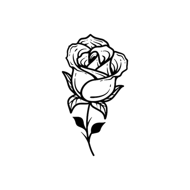 Vector hand drawn rose illustration abstract flower outline vector icon