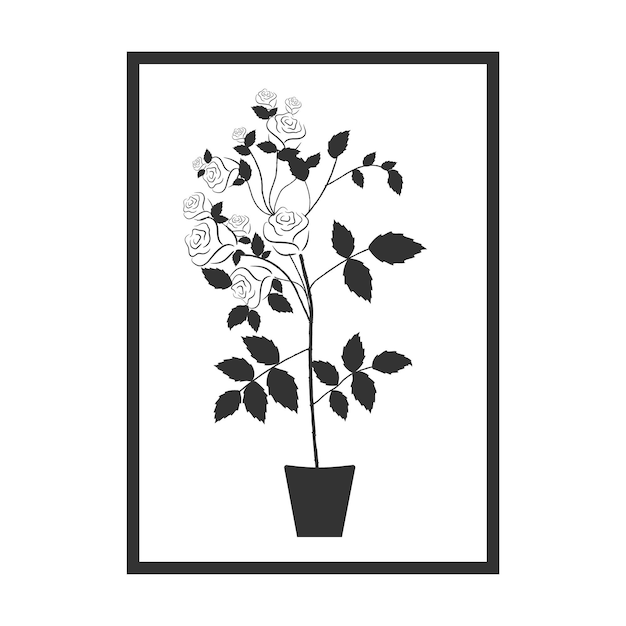 Vector hand drawn rose plant