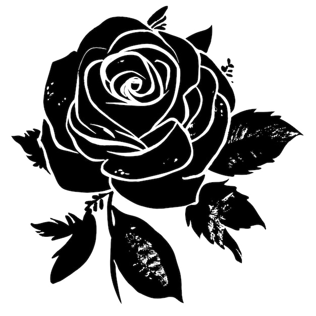 hand drawn rose silhouette