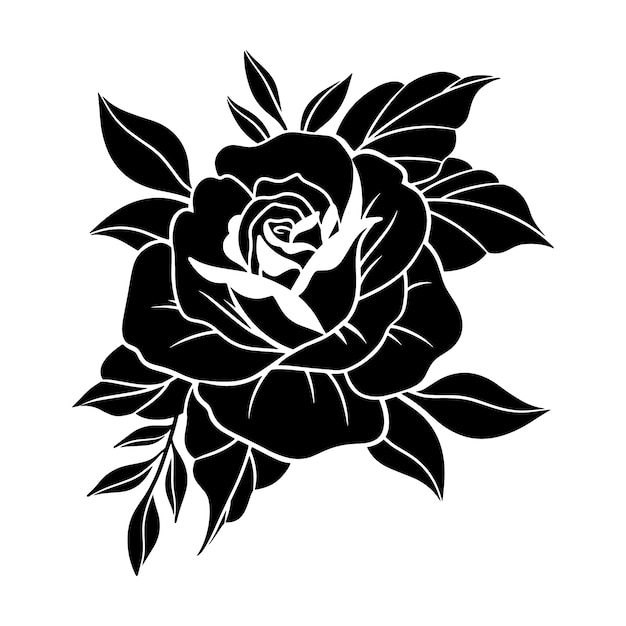 Vector hand drawn rose silhouette