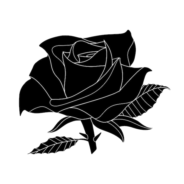 Hand drawn rose silhouette