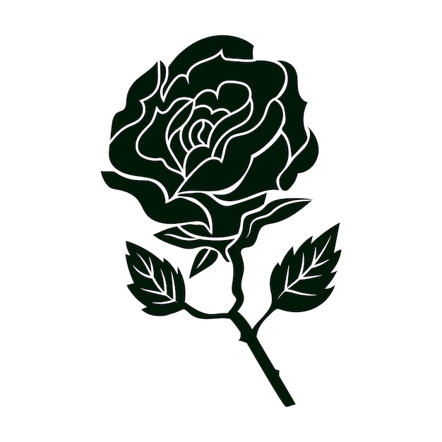 Hand drawn rose silhouette
