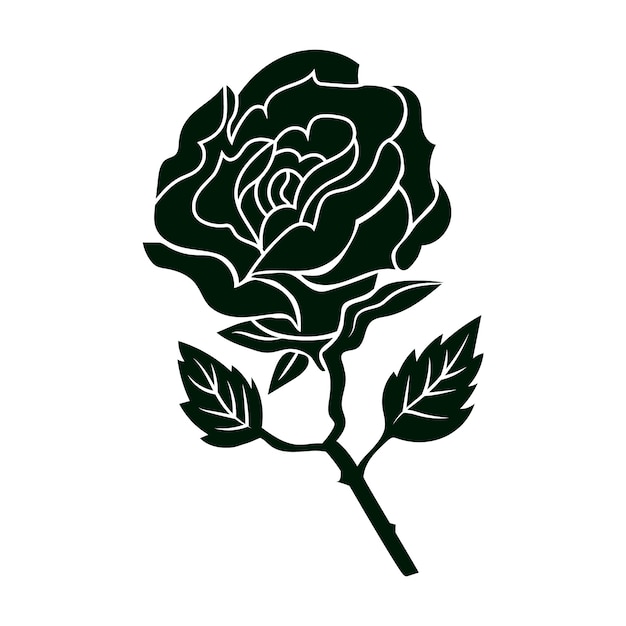 Vector hand drawn rose silhouette