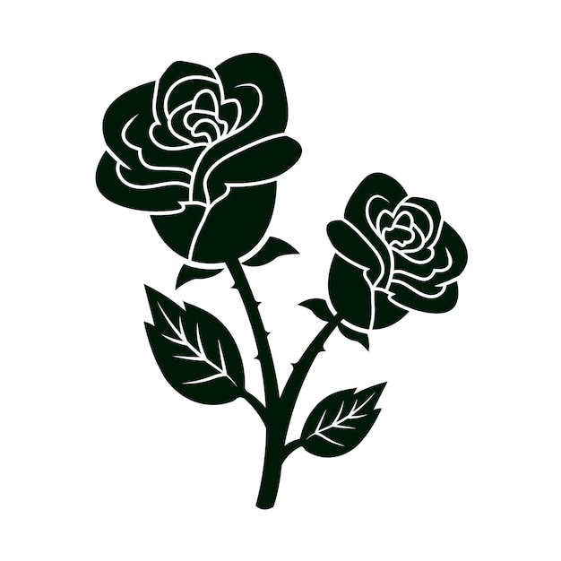 Vector hand drawn rose silhouette