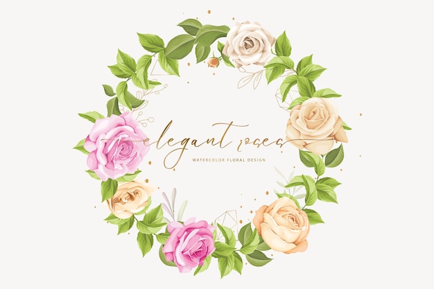 Hand drawn rose wreath background