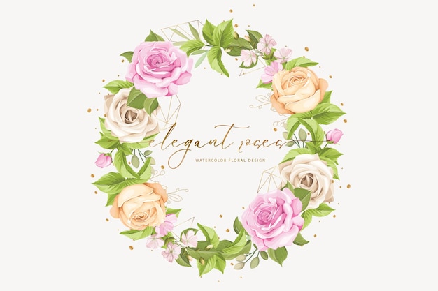 Hand drawn rose wreath background