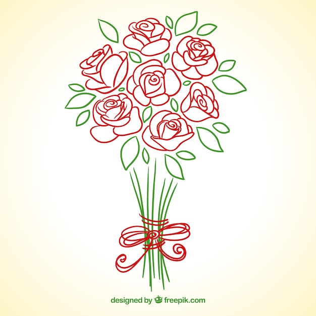 Hand drawn roses bouquet